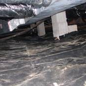 #15 Crawlspace After - Complete mold remediation has been performed, new insulation installed, electrical hazards corrected, and new vapor barrier installed.